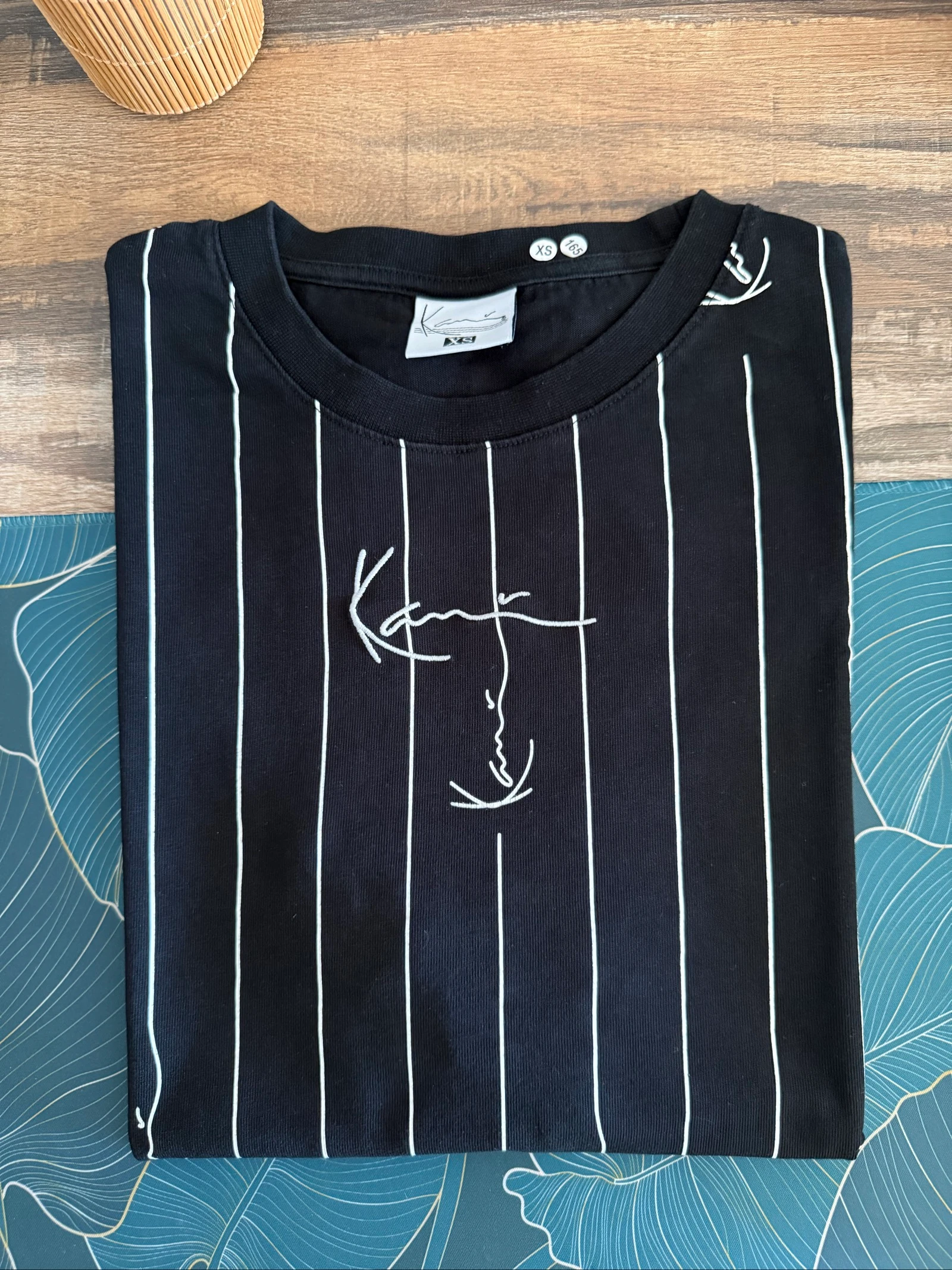 Camiseta Masculina Karl Kani XS – Preto Listrado Branco – Estado Perfeito – Streetwear – photo 3